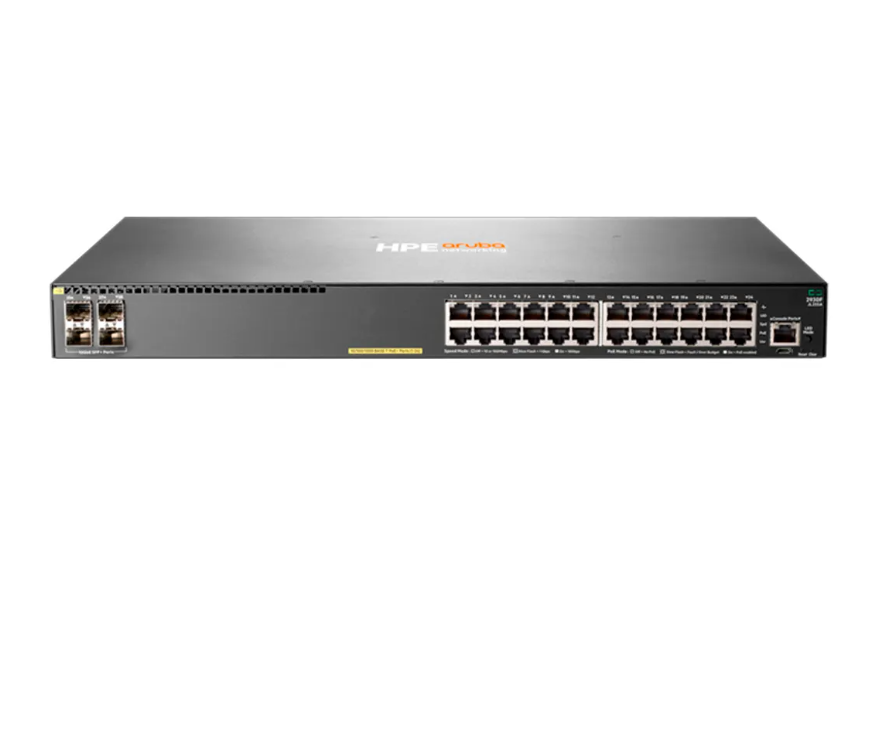 Switch Aruba 2930F 24G PoE+ 4SFP+ - 24 portas 10/100/1000 Base-T PoE+ RJ-45 + 4 slots SFP+ 1/10GbE para fibra - JL255A